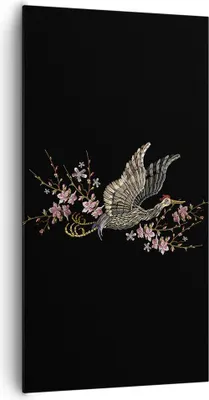 Produktbild von Bild auf Leinwand - Leinwandbild - Einteilig - Asiatisch Vogel Blumen - 65x120cm - Wand Bild - Wanddeko - Wandbilder - Leinwanddruck - Bilder - Wanddekoration - Leinwand bilder - PA65x120-4614