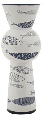 Produktbild von Mauro Ferretti Hohe Fischvase, Ø 14 x 38,5 cm, weiß-blau