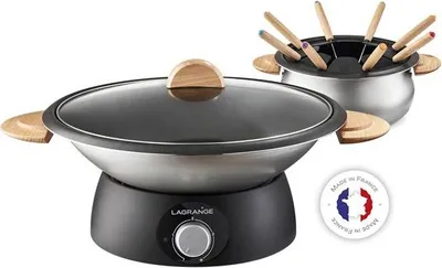 Produktbild von LAGRANGE 349 019, 8 Person(en), Schwarz, Edelstahl, Holz, Rund, Glas, Aluminium, 900 W