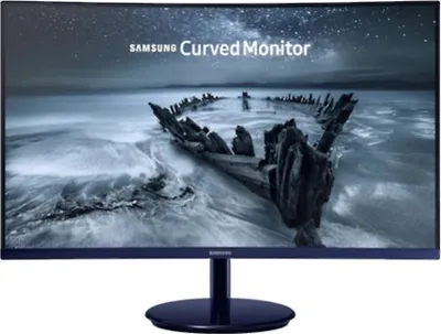 Produktbild von Samsung C27T550FDU Monitor, 27 Zoll (68,6 cm), Full HD 1920x1080, 75 Hz, 4 ms, VA, 1000R-Krümmung, AMD FreeSync, flimmerfrei, Augenkomfort Zertifizierung, eingebaute Lautsprecher, ActiveCrystal Color, HDMI, DisplayPort, VGA, Blau Grau