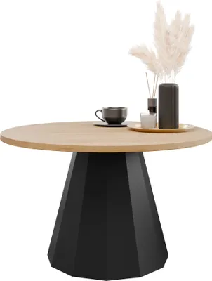Produktbild von MIRJAN24 Couchtisch Elipse, Wohnzimmer Kaffeetisch, Beine und Seiten aus Stahl (Farbe: Schwarz / Eiche Craft Gold)