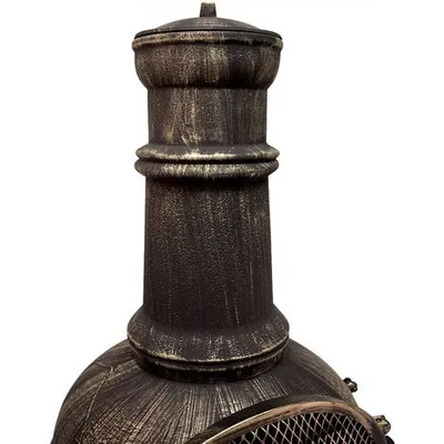 Produktbild von GARDEBRUK® Terrassenofen Gusseisen 28kg Funkenschutz Abdeckung Schürhaken 112cm Gross Feuerstelle Feuerkorb Garten Terrasse Holz Ofen Kamin Outdoor