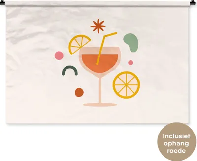 Produktbild von MuchoWow® Wandteppich Wandbehang Cocktail - Abstrakt - Sommer 150x100 cm Tapisserie Dekoration Wandtuch - Waschbar - Tapisserien - Wand-Decke
