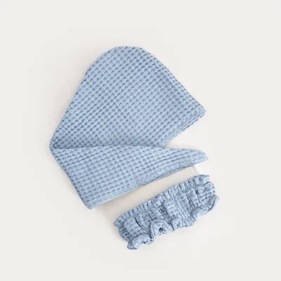 Produktbild von HOMLA Stirnband und Turban Set VAFFEL, blau, 10x23 cm