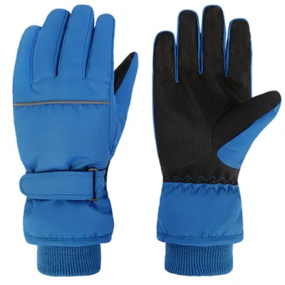 Immagine prodotto di Guanti da sci per bambini, caldi, antivento, blu, taglia XL (10-12 anni)