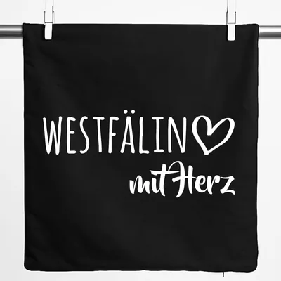 Produktbild von Huuraa Kissenbezug Westfälin mit Herz 40x40cm Black Baumwolle Dekokissenbezug Geschenkidee