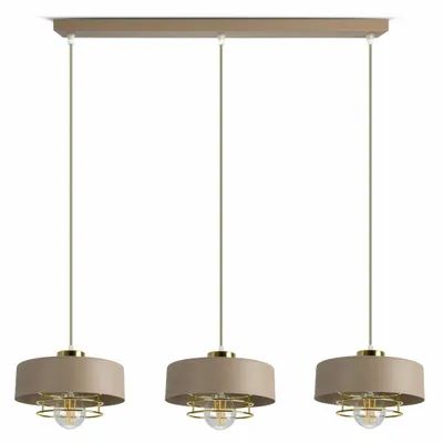 A product shot of a three-light pendant lamp.