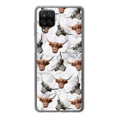 Produktbild von MuchoWow® Handyhülle Schutzhülle Hülle für Samsung Galaxy A12 Schottischer Highlander - Kuh - Marmor Silikon Softcase Handy Hülle - Bild