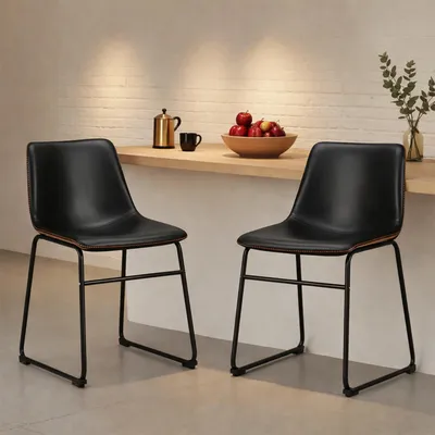 Immagine prodotto di Set di 2 sgabelli da bar DUMOS, stile moderno, con cuscino seduta in ecopelle