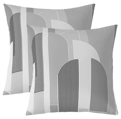 Obrázek produktu pro Pohodlné povlaky na polštáře, 60x60 cm, světle šedé, geometrický vzor, sada 2 kusů, materiál: polyester