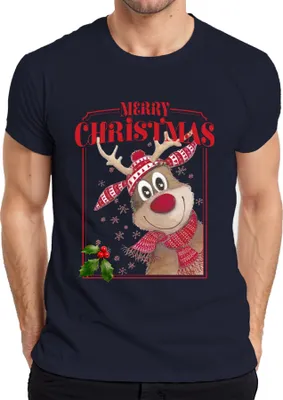 Produktbild von Merry Christmas Rentier Rudolf - Weihnachten Weihnachtsgeschenk Christmas Herren T-Shirt, Navy, S
