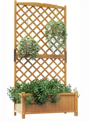 Image de Jardinière surélevée - Pot à fleurs - Pot à herbes - Jardinière - Jardinière avec treillis - Orange