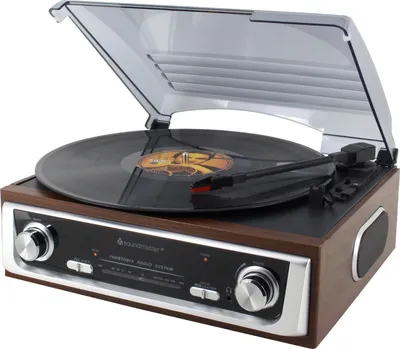 Image de Soundmaster PL196H - Tourne-disque nostalgique avec radio et haut-parleurs intégrés