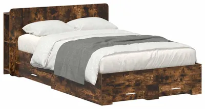 Productafbeelding van vidaXL Bedframe met opbergruimte, gerookt eikenhout, 120 x 190 cm