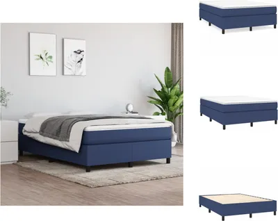 Productafbeelding van vidaXL Boxspringbed, blauw, 140x200 cm, gestoffeerd - Bedden & bedbodems