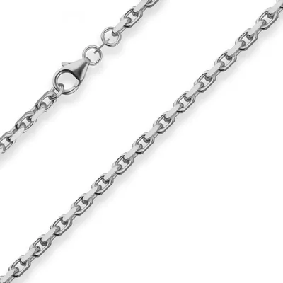 Produktbild von 3mm Ankerkette diamantiert Collier Halskette aus 925 Silber rhodiniert 60cm