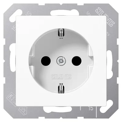 Productafbeelding van Jung SCHUKO®-stopcontact, 16 A, 250 V , thermoplast, serie AS/A, alpinwit, 1 stuk.