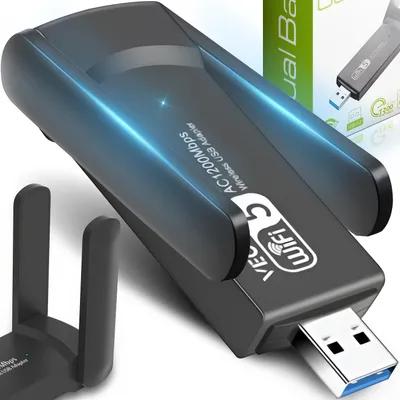 Produktbild von WLAN Adapter USB 3.0 AC1200 Dual Band 2.4GHz 5GHz WiFi Stick mit 2 Antennen Netzwerkadapter für PC Laptop Windows bis zu 867 Mbit/s Dongle Retoo