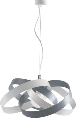 Zdjęcie produktu dla Vertigo - Lampa wisząca z żelaza lakierowanego na biało i gołębioszary kolor z regulowanym stalowym kablem, 1 lampa 125 mm - Ø54 mm - BL156-1-BT
