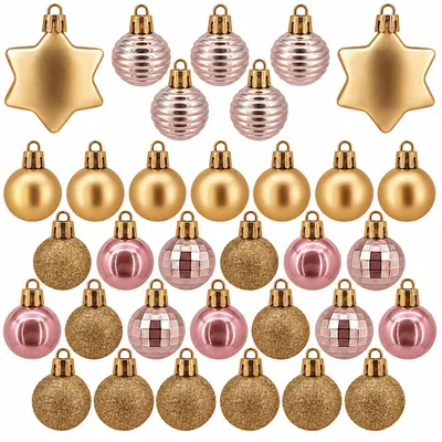 Produktbild von 132 Weihnachtskugeln Gold Rosa Christbaumkugeln Christbaumschmuck Baumschmuck