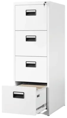 Produktbild von Hängeregisterschrank abschließbar SARA 4 Schubladen mit Schloss | Aktenschrank Büroschrank aus Stahl Metallschrank 132x46x62cm Weiß