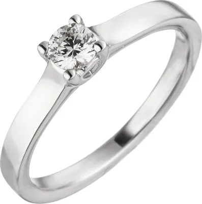 Produktbild von Gr. 60 Damen Ring 585 Gold Weißgold 1 Diamant Brillant 0,15 ct. Diamantring Solitär