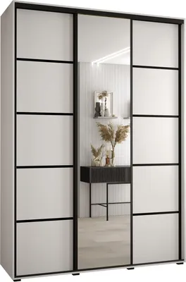 Produktbild von MEBLE KRYSPOL Davos 5 Schrank, drei Türen - 235,2x180x45 cm - Weiß Weiß Schwarz