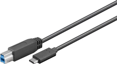 Produktbild von USB-C™-auf-USB-B-Kabel, 1 m, schwarz 15 W, 3 A, 5 Gbit/s, USB 3.0