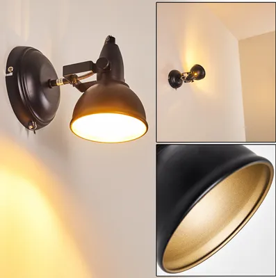Produktbild von Arazane »Arazane« verstellbare Wandlampe aus Metall in Schwarz/Gold