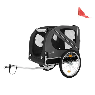 Obrázok produktu pre Hauki  – príves za bicykel a kočík pre psov 2 v 1, 130 x 72 x 90 cm, čierna/sivá, skladací