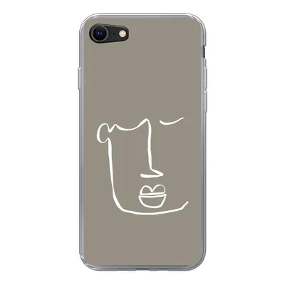 Produktbild von MuchoWow® Handyhülle Schutzhülle Hülle für iPhone 7 Lippen - Abstrakt - Strichzeichnung Silikon Softcase Handy Hülle - Kartenhalter