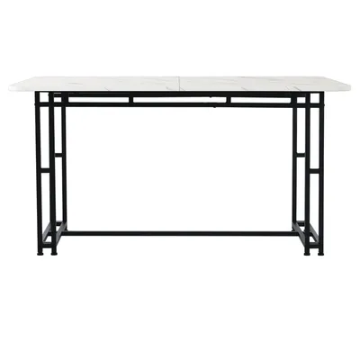 Produktbild von Eleganter Esstisch 120x70 cm,Moderner Küchentisch mit Metallbeinen,Rechteckiges Design mit stilvollen schwarzen Beinen