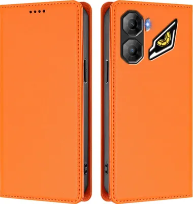 Produktbild von Handyhülle für ZTE nubia Neo 3, Kunstleder Klapphülle Stoßfeste Magnetische Hülle mit Ständer Orange