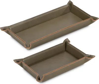 Produktbild von Navaris Lederschale Tablett aus Kunstleder - 2x Schale Ablage Leder - Ablageschale für Schmuck Schlüssel Münzen Handy - Schlüsselablage Organizer -