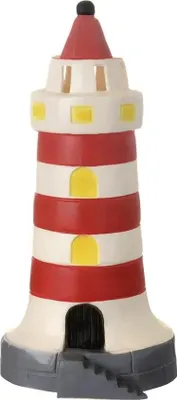 Produktbild von Rotes Leuchtturm Nachtlicht mit LED, 16cm Durchmesser, 35cm Höhe