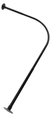 Image de Barre de douche - Barre d'angle en forme de L, télescopique - Acier inoxydable - Sans perçage - Avec anneaux pour rideau - Noir