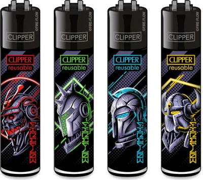 Produktbild von Clipper Reibrad Feuerzeuge Cybord Warriors, 4 Stück