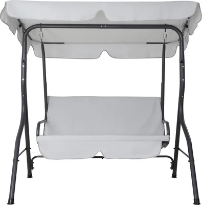 Image de Balancelle de Jardin Hollywood Gris 140x112x150 cm Balançoire max 200kg Pare-Soleil Pieds antidérapants Jardin Terrasse