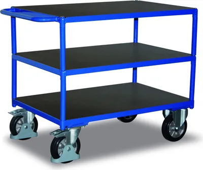Produktbild von Schwerer Tischwagen 1000 kg mit 3 Ladeflächen Typ S + EasySTOP