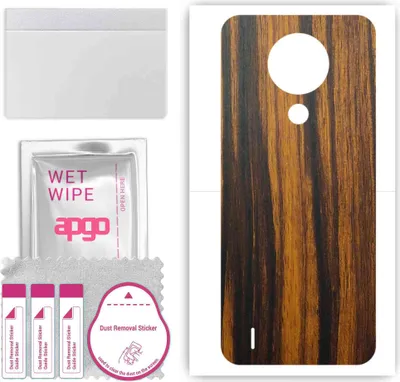 Produktbild von apgo Rückseite Schutzfolie, Skin, kompatibel mit Nokia 1.4, Hinten Displayschutzfolie aus Vinylfolie, kratzfest, einfache Montage - Tigerwood