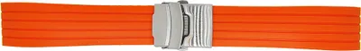 Produktbild von Uhrenarmband Silikon Streifen orange 18mm Faltschließe matt NEU