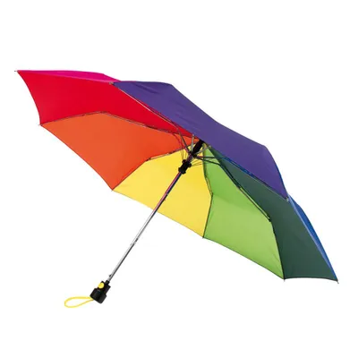 Produktbild von Regenschirm Ø96 cm PRIMA Taschenschirm 0,34 kg Automatik 28 cm lang regenbogen