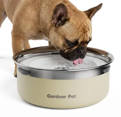 Imagen del producto de Solidchoice - Plato para agua antidesbordamiento para perros, de acero inoxidable, con disco flotante, 2 litros