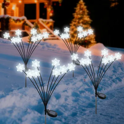 4er Set Solar-Schneeflocken-Lichter, 32 Stk., IP65, für Garten