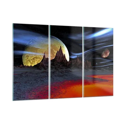 Produktbild von Bilder auf glas - Planeten Mond Universum - 165x110cm - Glasbilder - Wandbilder - Kunstdruck - zum Aufhängen bereit - Wanddekoration aus Glas - Glas Bilder - Wandbild auf Glas - GCE165x110-2346