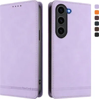 Produktbild von Hülle für Samsung Galaxy S23+, Retro Kunstleder Ständer Klapphülle mit Kartenfächer und Magnetische Violett