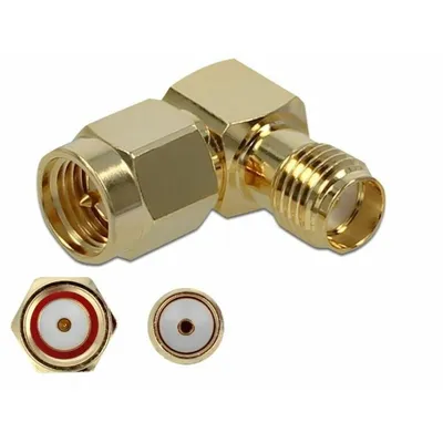 Produktbild von HF Adapter SMA Stecker zu SMA Buchse 90° 10 GHz Delock
