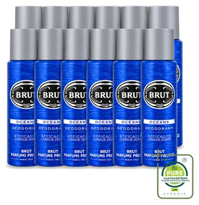 Productafbeelding van 12 x Brut Oceans Deodorant Spray - 200 ml - Grote verpakking - 12 stuks