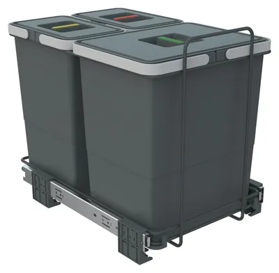 Produktbild von ECOFIL Abfallsammler 18+8+8L mit Deckel; vollausziebar; Bodenmontage ab Korpusbreite 40cm