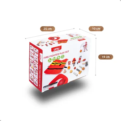 Zdjęcie produktu dla UMU® Drewniany zestaw do zabawy w strażaka dla dzieci 14 elementów - zestaw do odgrywania ról dla maluchów w wieku 3-5 lat